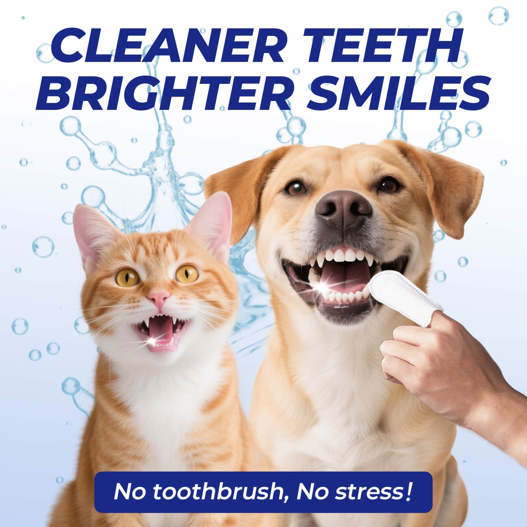 Wellix Pet Teeth Cleaning Wipes for Dogs and Cats - Natural Dental Care Finger Wipes to Reduce Plaque, Tartar & Bad Breath - No-Rinse Disposable 100 Count-CritterCorner