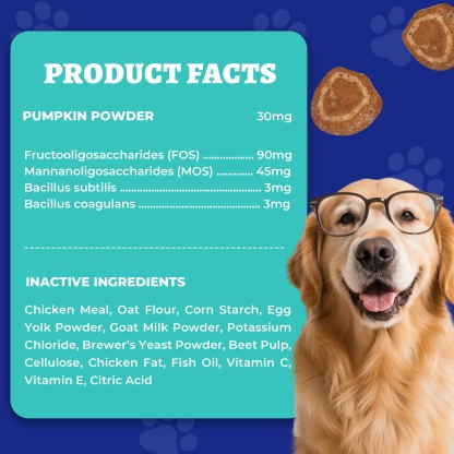 Wellix Probiotics for Dogs - Dog Probiotics & Prebiotics with Pumpkin for Digestive Health, Allergy & Itchy Skin Relief - Natural Gut Health Supplement - 260 Bites-CritterCorner