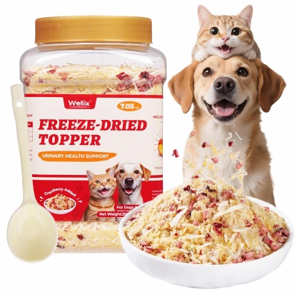 Wellix Cranberry Topper for Cats & Dogs – 7.05 oz Freeze Dried Cranberry, Egg Yolk & Chicken Formula, Low-Calorie & Tasty, for Urinary Tract Function & Antioxidant Defense-CritterCorner