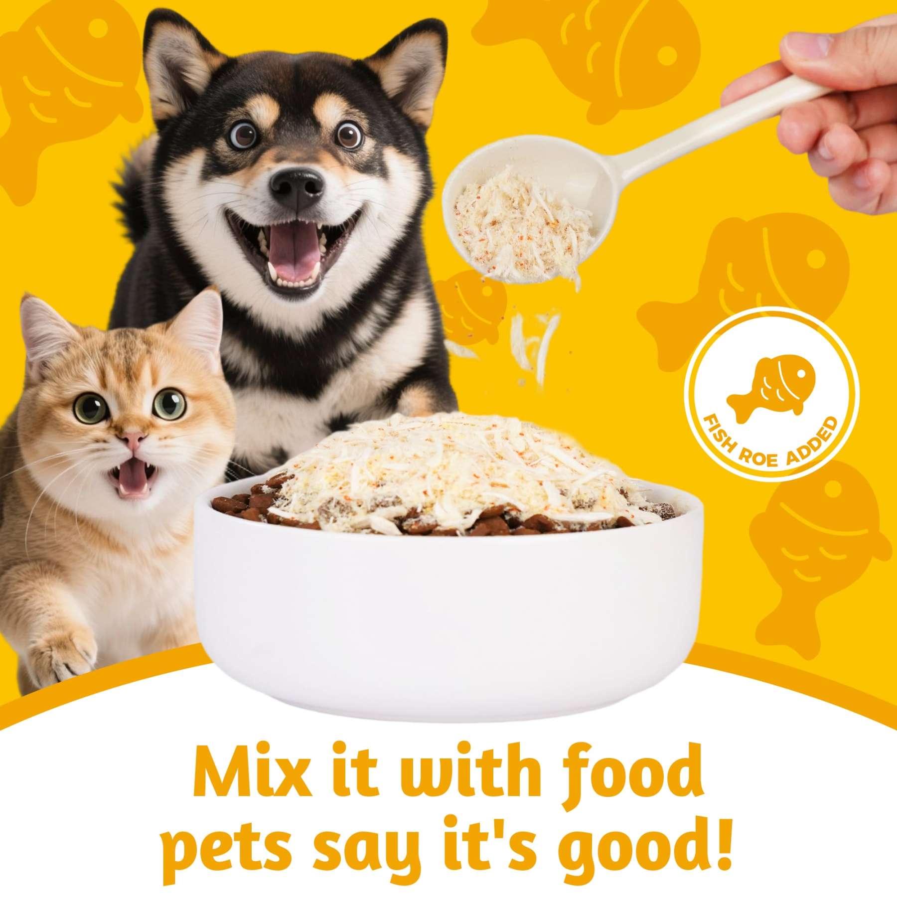 JUSTTRY Fish Roe Freeze-Dried Food Toppers – Chicken & Egg Yolk & Fish Roe, High-Protein for Dogs & Cats, Omega-3 Supports Skin & Coat Health, 8oz-CritterCorner