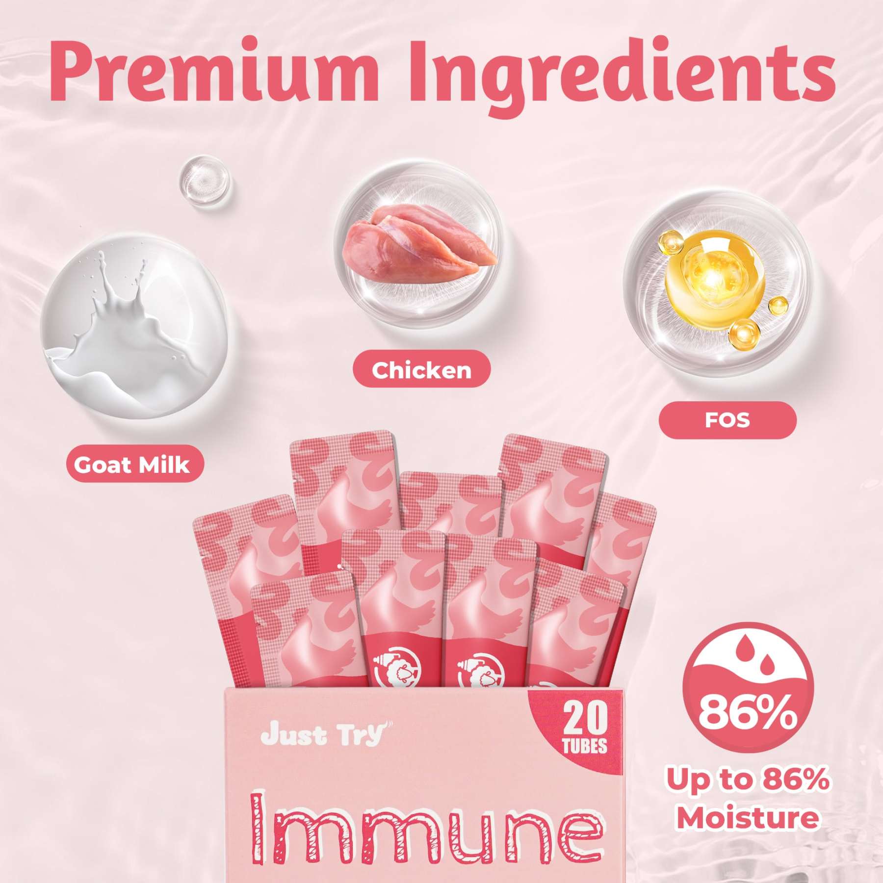 JUSTTRY Kitten Lickable Puree Treats  –20 Tubes Creamy Lickable Purée with DHA, EPA, Vitamin E & Taurine for Immune Support ,0.5oz Each-CritterCorner