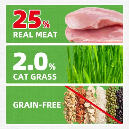 JUSTTRY Cat Grass & Chicken Cat Treats - Hairball Control Dental Care High Protein Cat Treats for Indoor Cats, Training Snacks, 16oz-CritterCorner