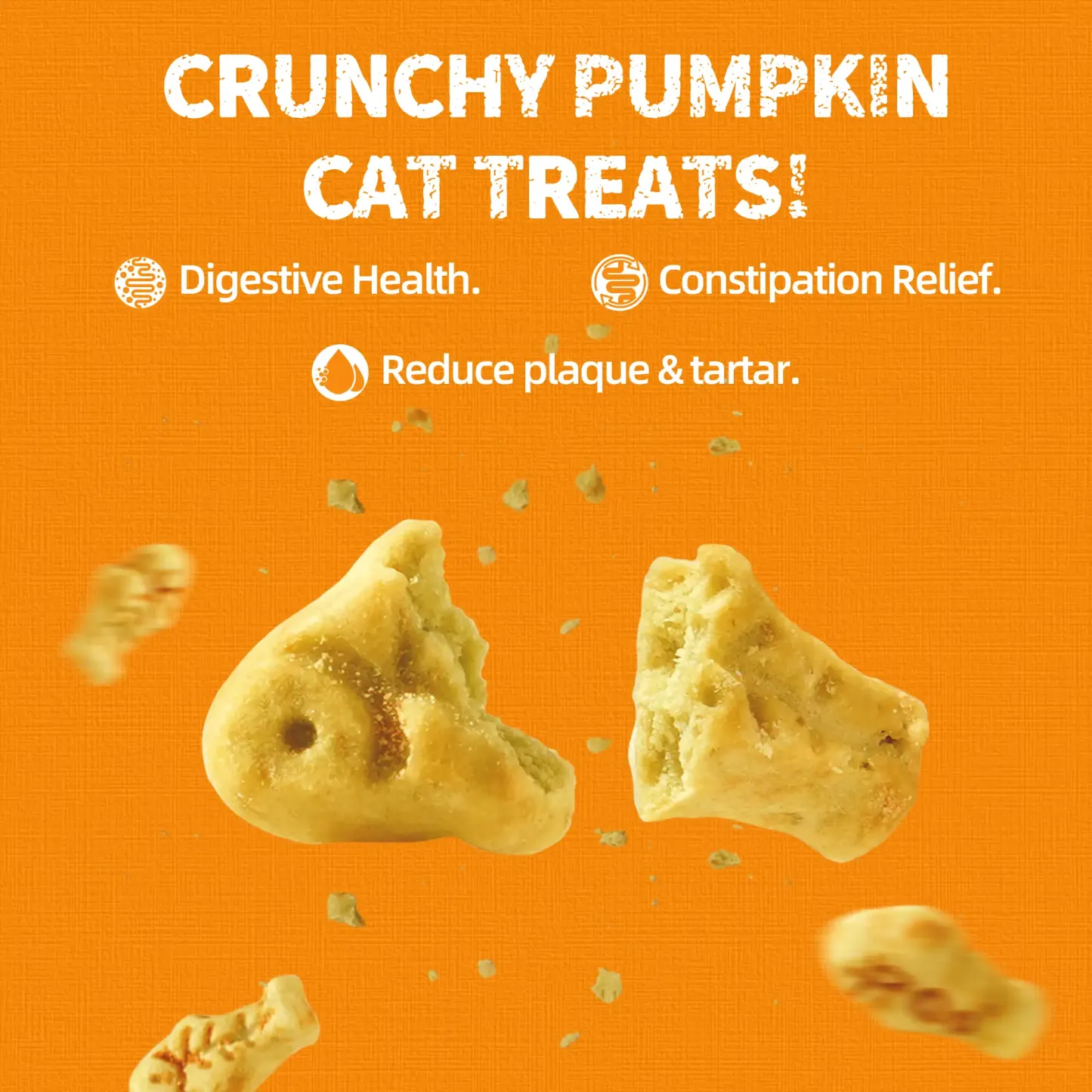 JUSTTRY Pumpkin Cat Treats –Rich in Fibre and Low-Calorie Digestive Snacks for constipation relief, 13.4oz-CritterCorner