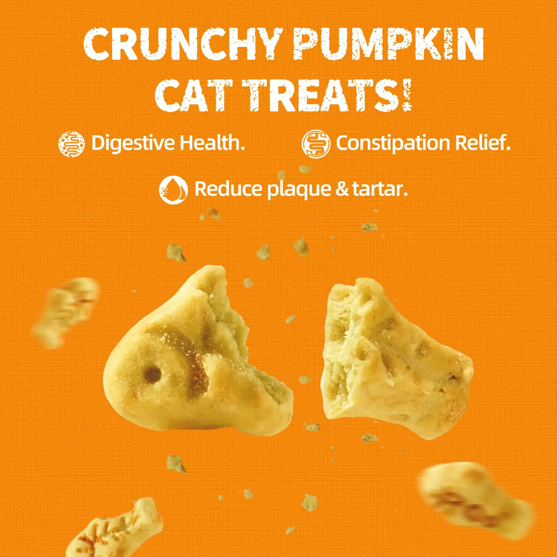 JUSTTRY Pumpkin Cat Treats –Rich in Fibre and Low-Calorie Digestive Snacks for constipation relief, 13.4oz-CritterCorner