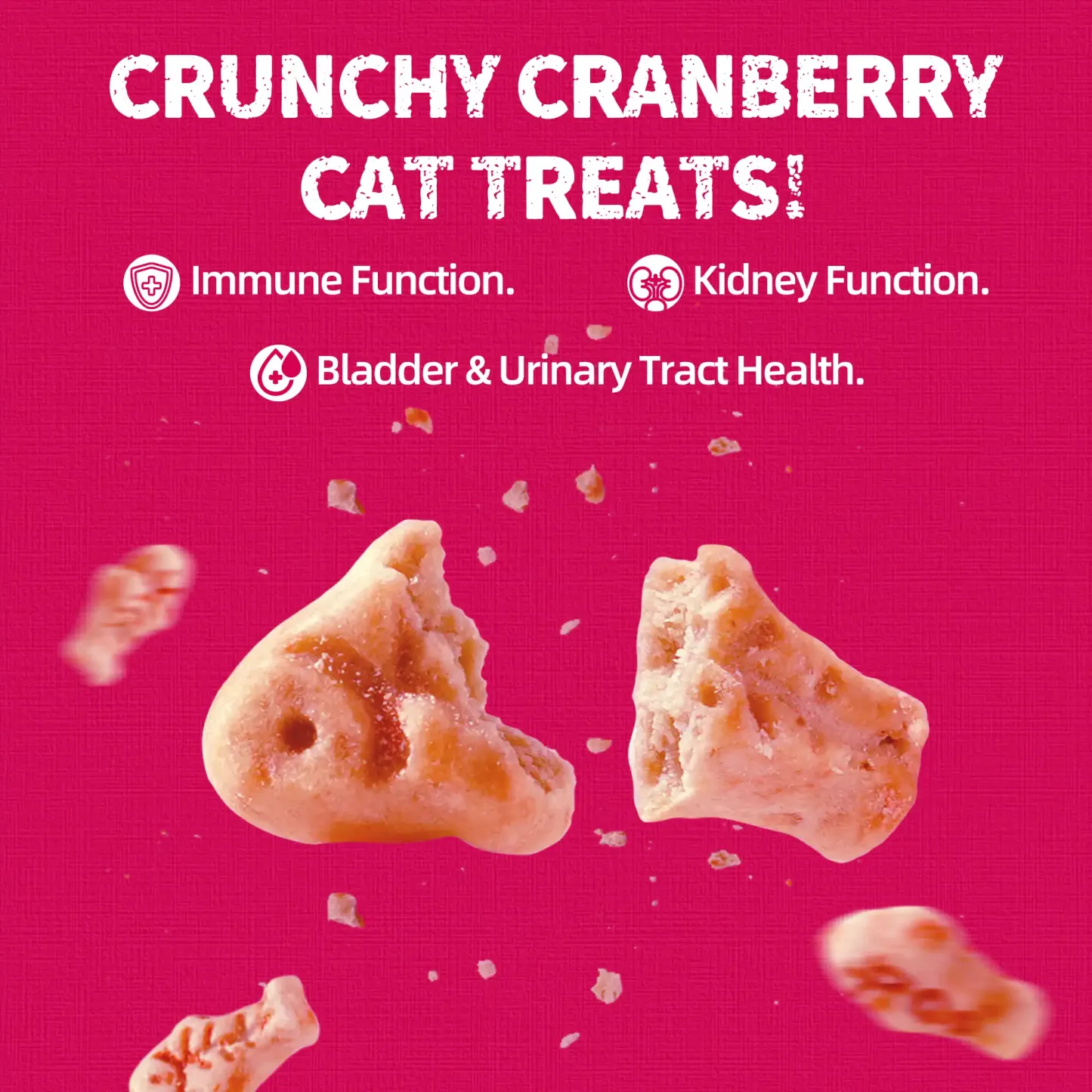 JUSTTRY Cranberry Cat Treats –Cranberry & D-Mannose for Urinary Tract Health & Kidney Support，13.4oz-CritterCorner