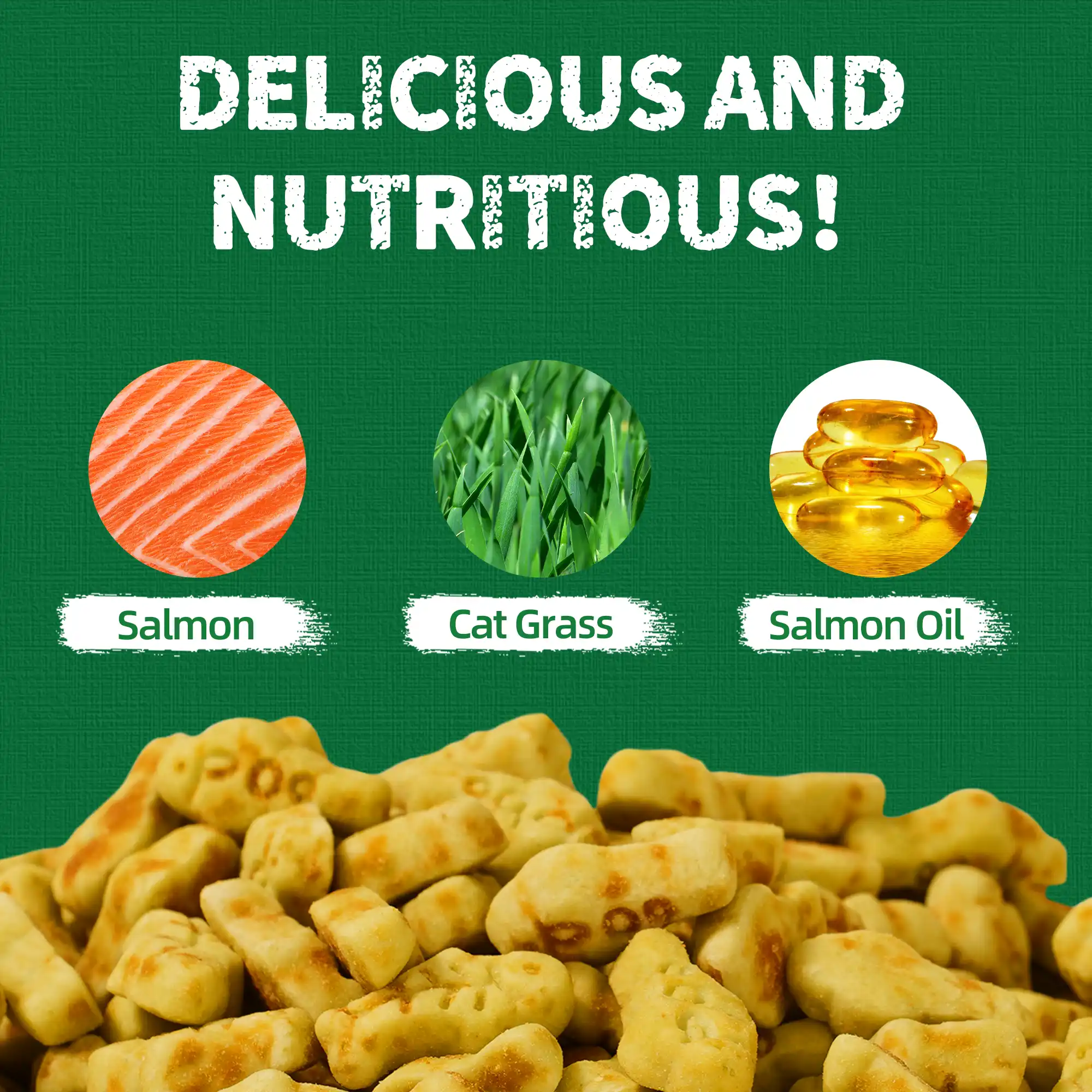 JUSTTRY Salmon Oil Cat Treats – Natural Flavor with Salmon Oil & Cat Grass, Omega-3 for Kittens & Adult Cats, 13.4oz-CritterCorner