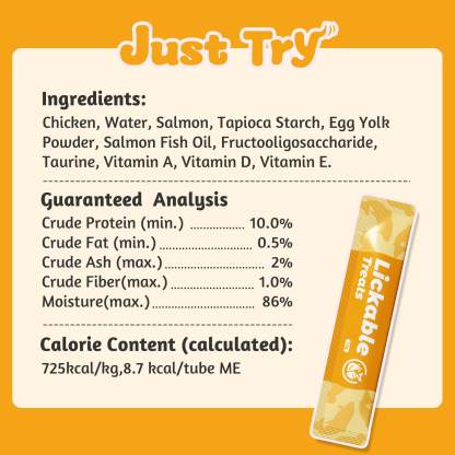 JUSTTRY Fish Oil Lickable Puree Treats – 20 Tubes with Omega Oils, Taurine & Vitamin E for Healthy Skin & Coat, 0.5oz Each-CritterCorner