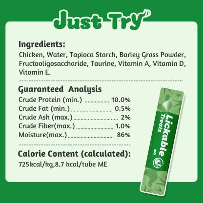 JUSTTRY Cat Grass Lickable Puree Treats – 20 Tubes with Taurine & Vitamin E for Hairball Control, 0.5oz Each-CritterCorner
