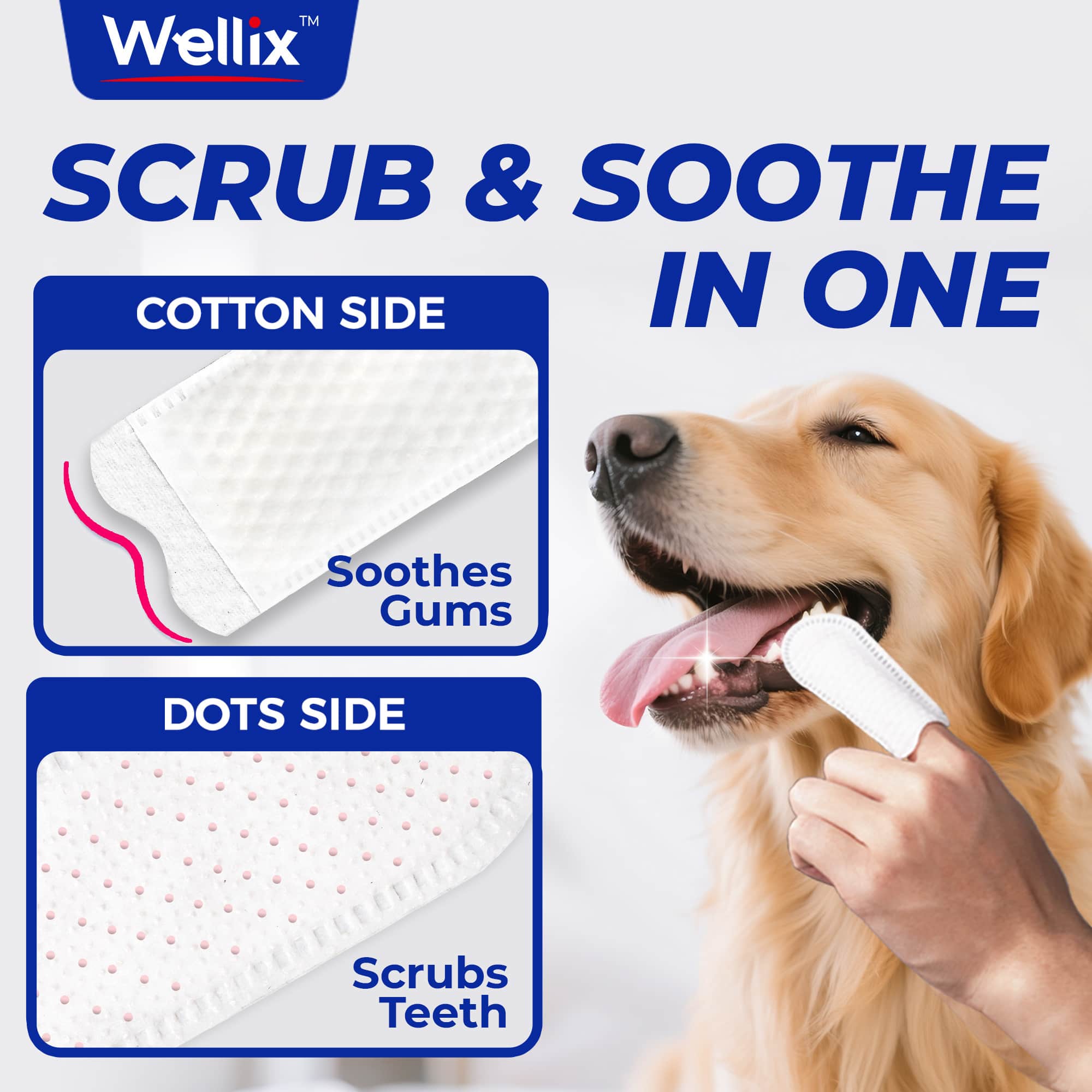 Wellix Pet Teeth Cleaning Wipes for Dogs and Cats - Natural Dental Care Finger Wipes to Reduce Plaque, Tartar & Bad Breath - No-Rinse Disposable 100 Count-CritterCorner