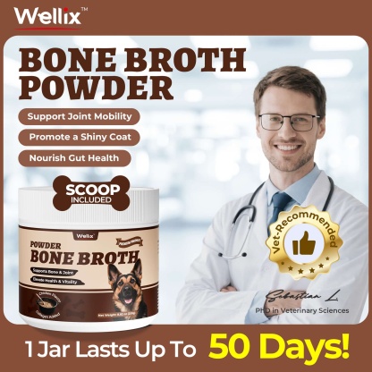 Wellix Bone Broth Powder for Dogs & Cats –  8.8oz Dog Food Toppers with Chondroitin and Collagen for Joint & Gut Health-CritterCorner