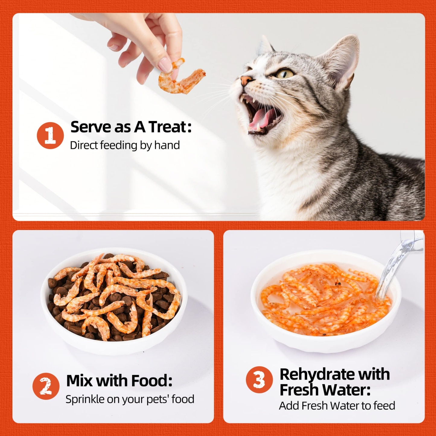 JUSTTRY Freeze-Dried Antarctic krill – Grain-Free High-Protein Dog & Cat Treats with Omega-3 for Skin & Coat, 4.6oz-CritterCorner