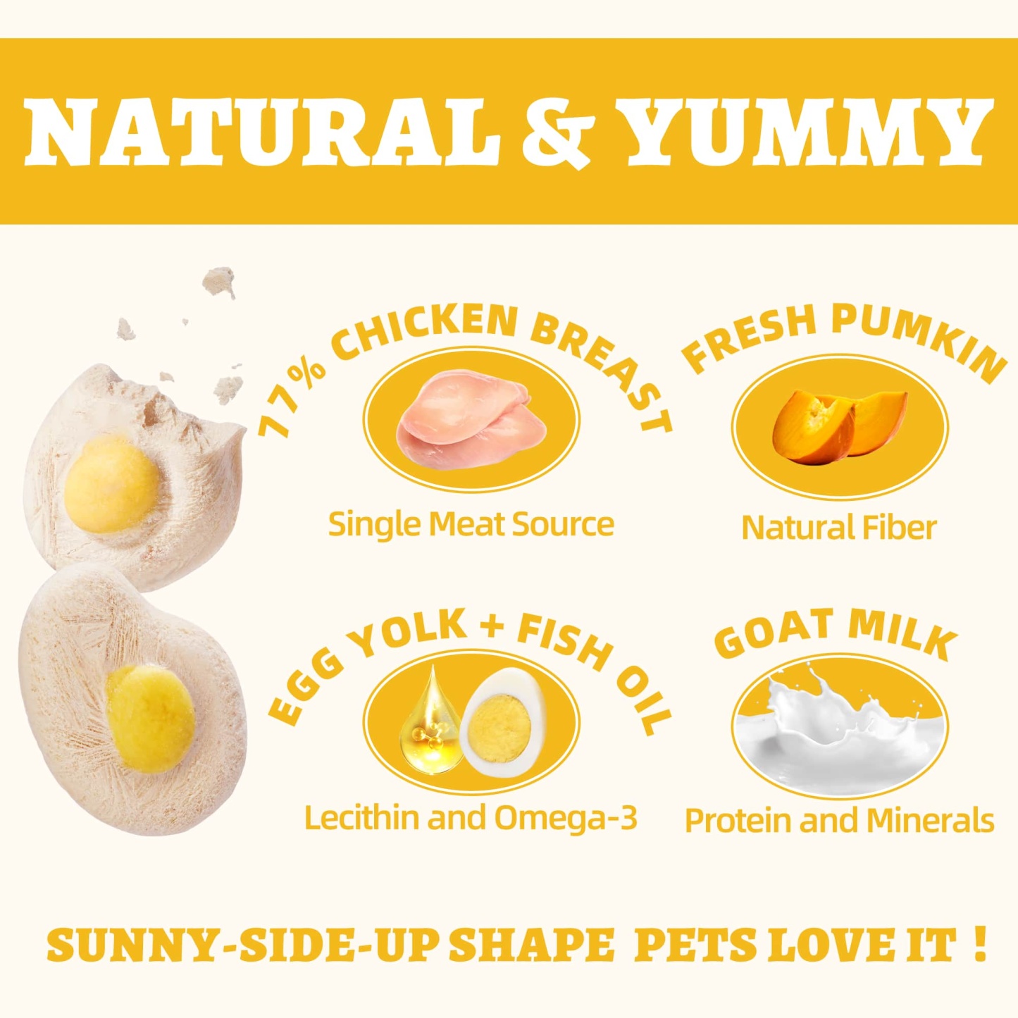 Wellix SunnyBites Freeze Dried Chicken Treats for Dogs and Cats - Healthy Egg & Chicken Snacks for Training - Supports Immunity & Gut Health - 3.5oz-CritterCorner