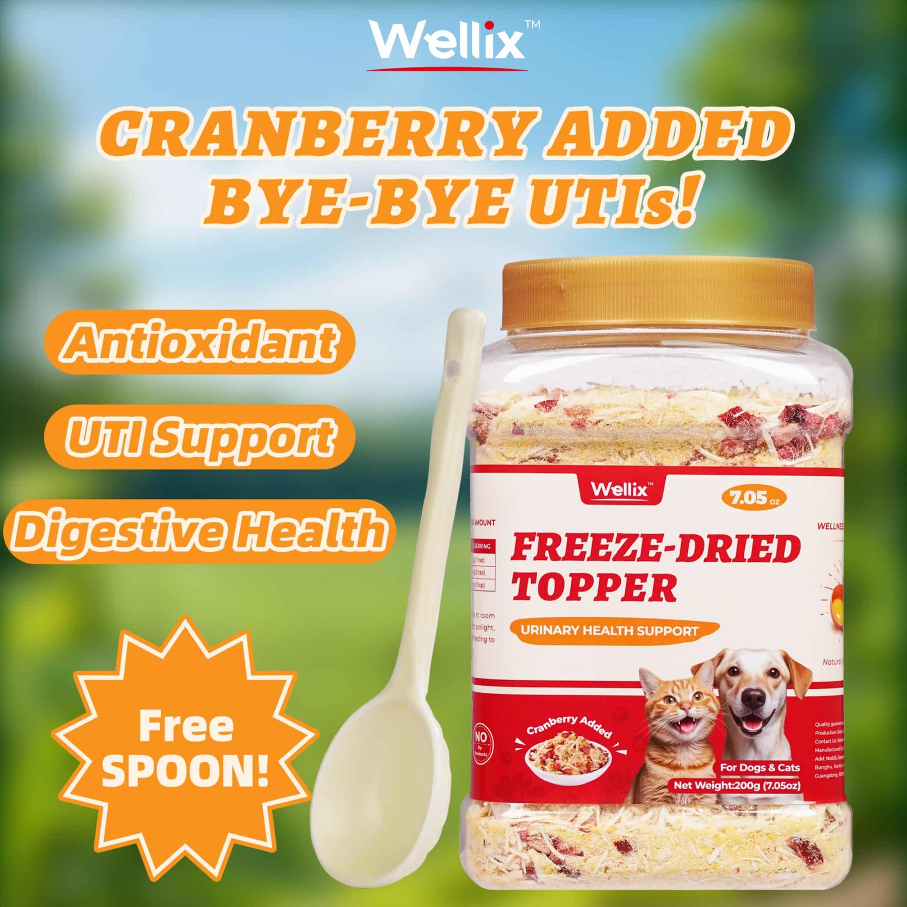 Wellix Cranberry Topper for Cats & Dogs – 7.05 oz Freeze Dried Cranberry, Egg Yolk & Chicken Formula, Low-Calorie & Tasty, for Urinary Tract Function & Antioxidant Defense-CritterCorner