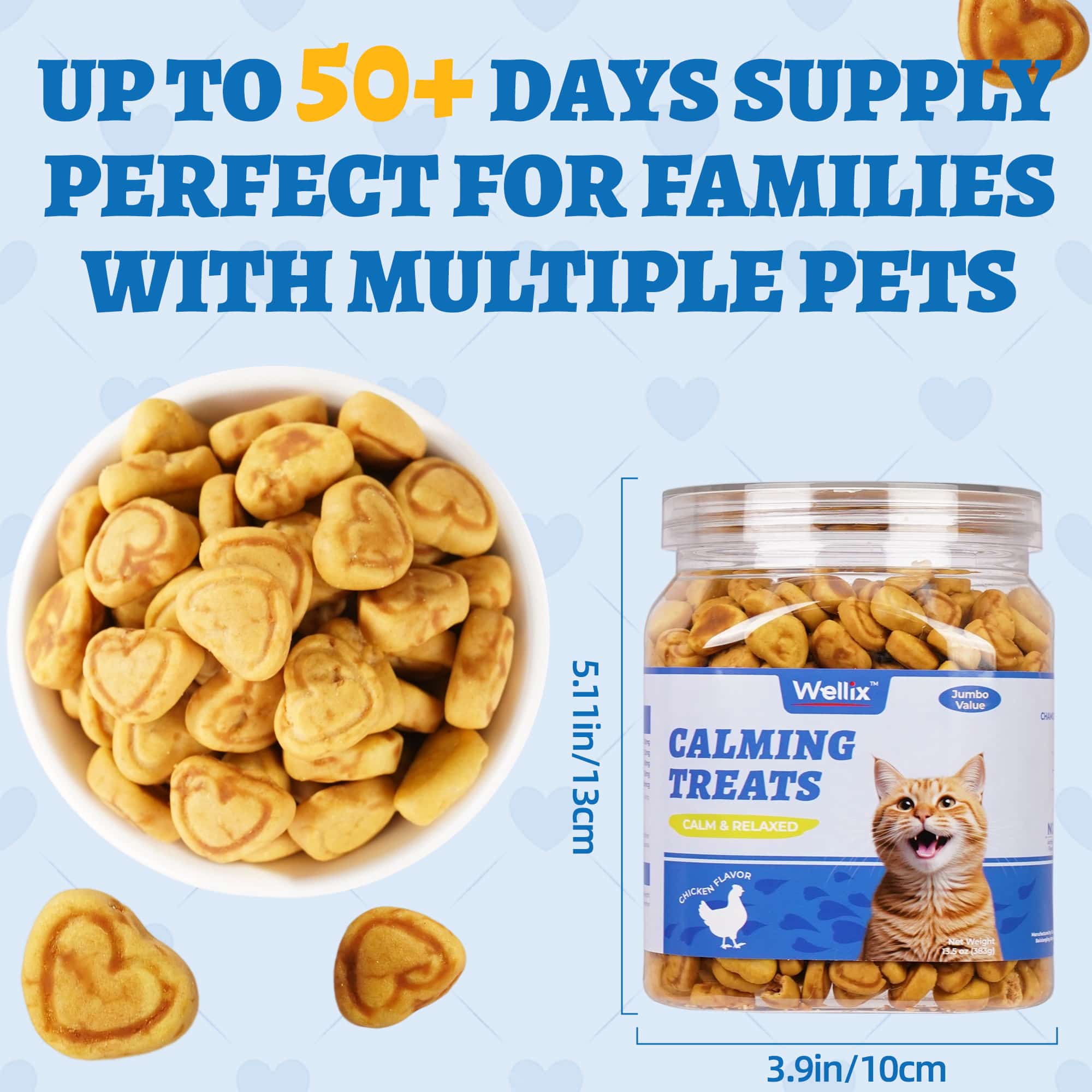 Wellix Calming Treats for Cats – 13.5oz Chicken-Flavored with Chamomile & Melatonin, Aids Relaxation & Anxiety Relief for Indoor Cats & Kittens-CritterCorner