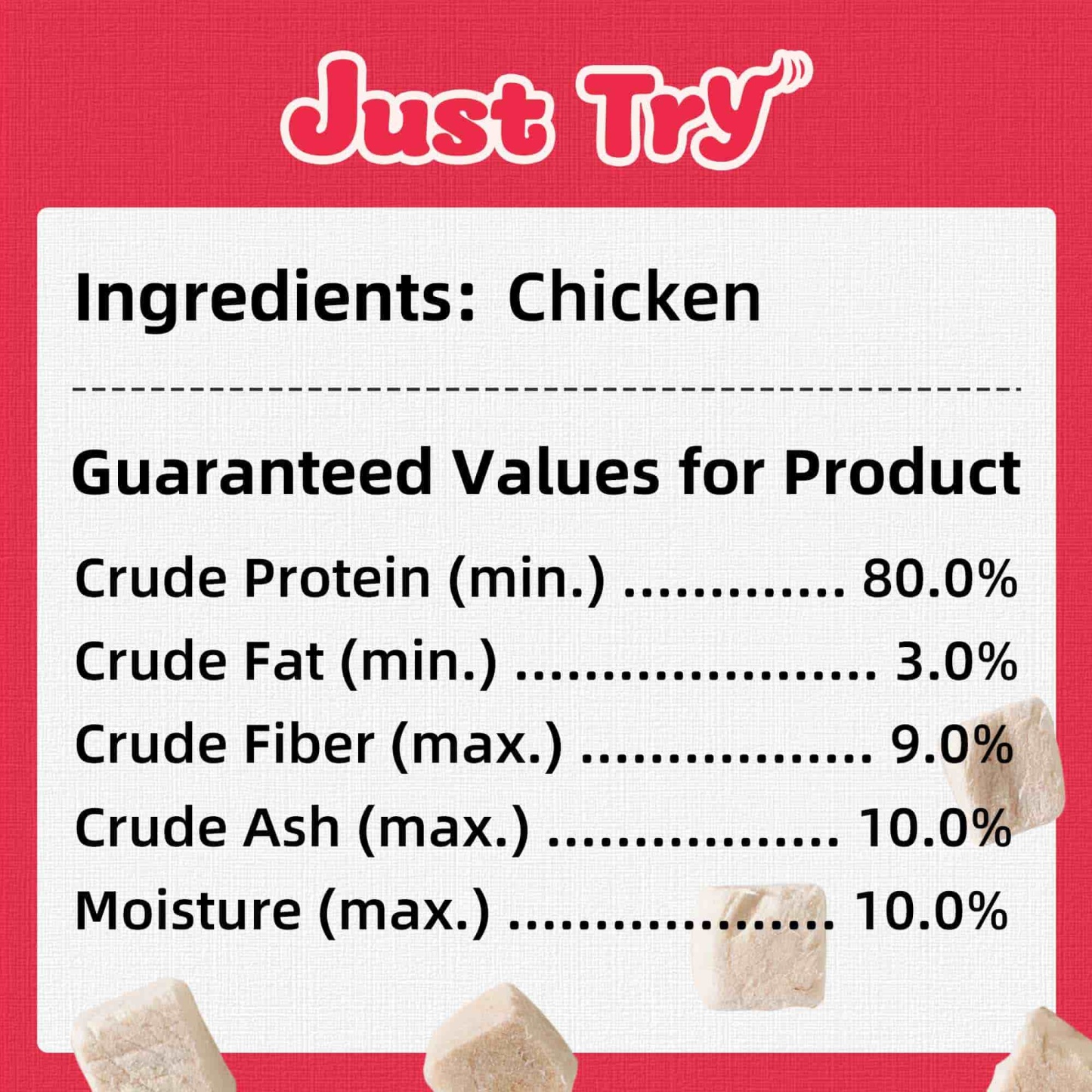 JUSTTRY Freeze-Dried Chicken Treats – High-Protein, Grain-Free Dog & Cat Treats for Training & Raw Food, 7.05oz-CritterCorner