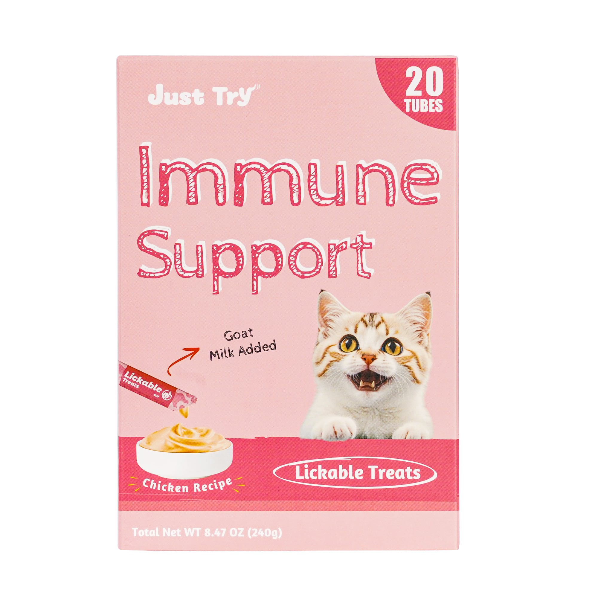 JUSTTRY Kitten Lickable Puree Treats  –20 Tubes Creamy Lickable Purée with DHA, EPA, Vitamin E & Taurine for Immune Support ,0.5oz Each-CritterCorner