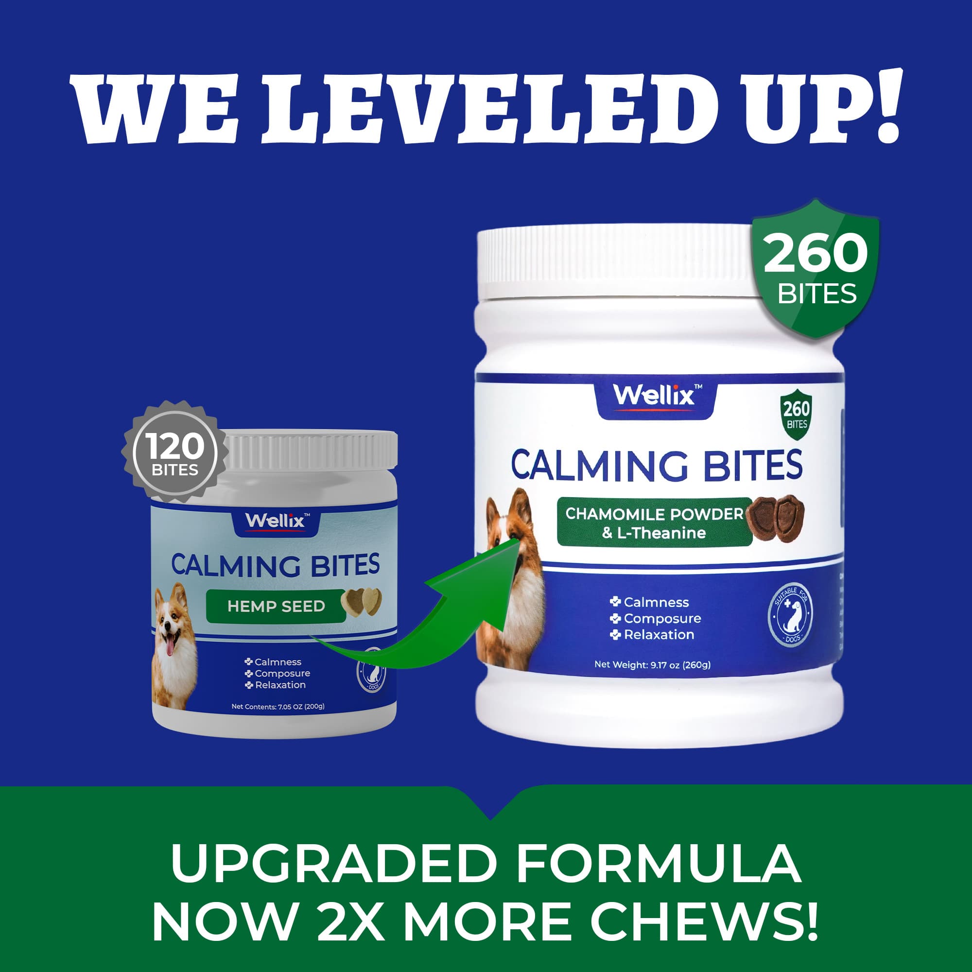 Wellix Calming Bites for Dogs – 260 Counts with Melatonin, L-Theanine & Valerian Root for Anxiety & Stress Relief, Puppies & Dogs-CritterCorner