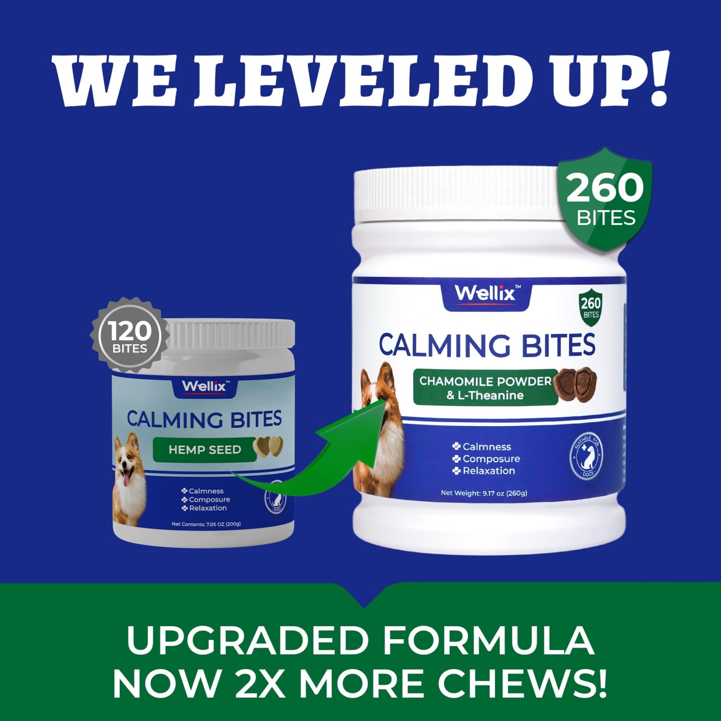 Wellix Calming Bites for Dogs – 260 Counts with Melatonin, L-Theanine & Valerian Root for Anxiety & Stress Relief, Puppies & Dogs-CritterCorner