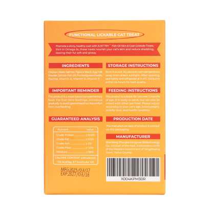 JUSTTRY Fish Oil Lickable Puree Treats – 20 Tubes with Omega Oils, Taurine & Vitamin E for Healthy Skin & Coat, 0.5oz Each-CritterCorner