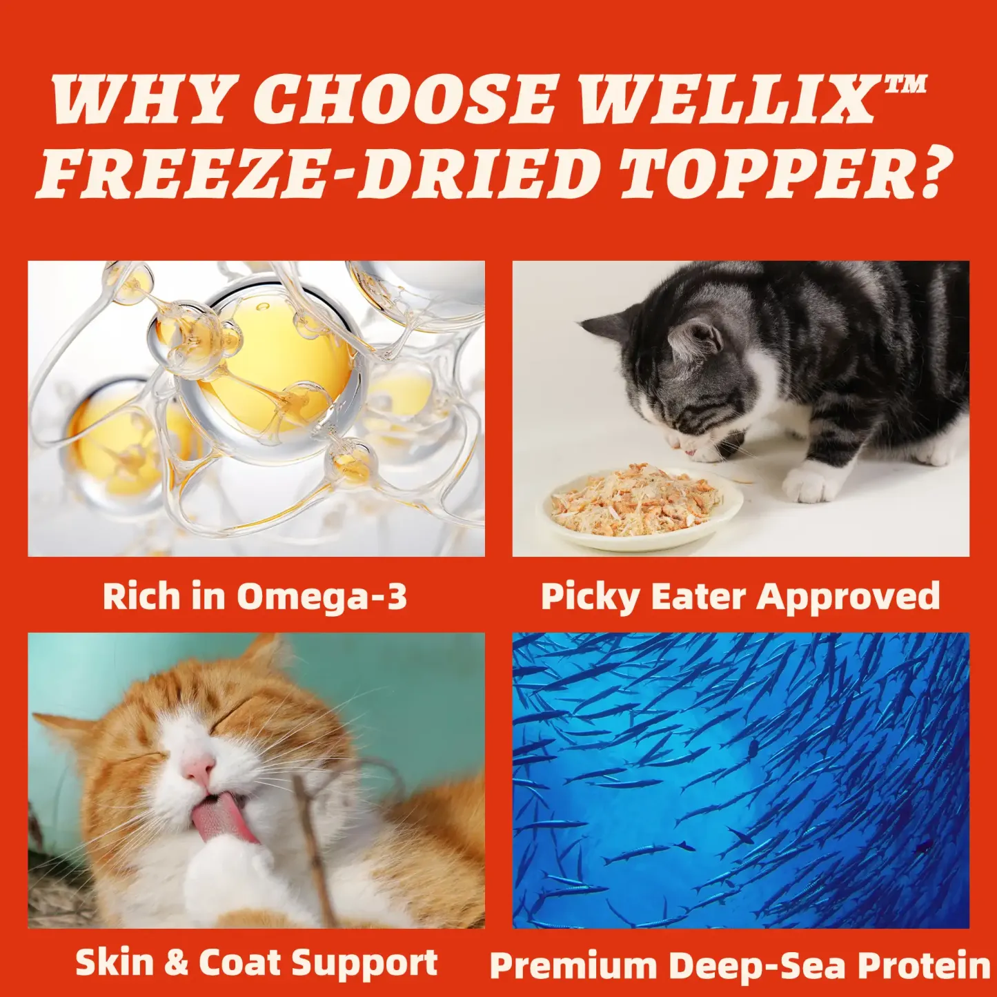 Wellix Antarctic Krill Topper for Cats & Dogs – 7.05 oz Freeze Dried Krill, Egg Yolk & Chicken Formula, Low-Calorie, for Cognitive, Skin & Coat Health-CritterCorner