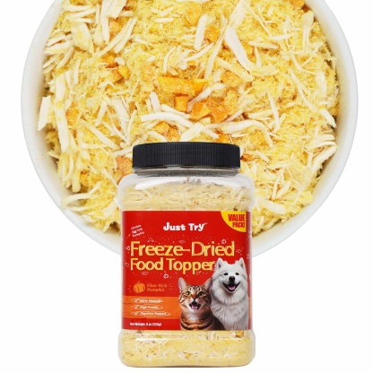 JUSTTRY Freeze-Dried Pumpkin Food Topper – Pumpkin Dog Treats For Cat Digestive Support & Dog Constipation Relief, High Protein & Low Fat For Cats & Dogs, 8oz-CritterCorner