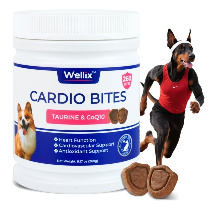 Wellix Cardio Bites for Dogs – 260 Counts with CoQ10, Taurine, Fish Oil & L-Carnitine, Supports Cardiovascular Health & Antioxidant-CritterCorner