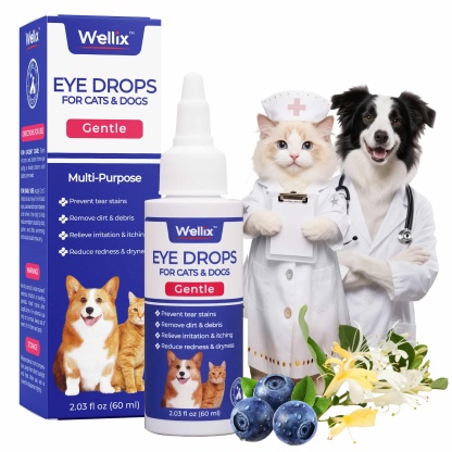 Wellix Pet Eye Drops – 60ml Blueberry Soothing Formula for Eye Allergy & Infection Treatment -CritterCorner
