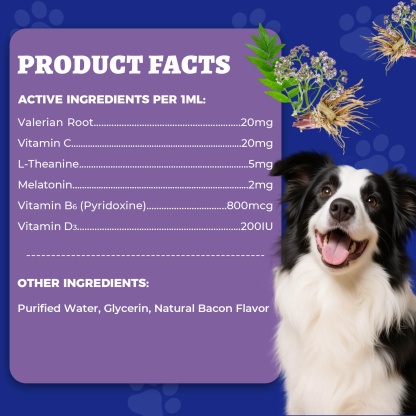 Wellix Bacon-Flavored Liquid Melatonin Drops for Dogs & Cats – 4 oz Calming Aid for Sleep, Stressful Events, Travel & Grooming-CritterCorner