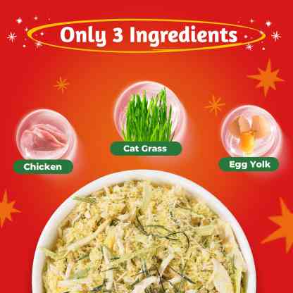 JUSTTRY Cat Grass Freeze-Dried Cat Food Toppers – Chicken, Egg Yolk & Cat Grass, Hairball Control & Dental Care, High Protein & Low Fat Cat Treats , 8oz-CritterCorner