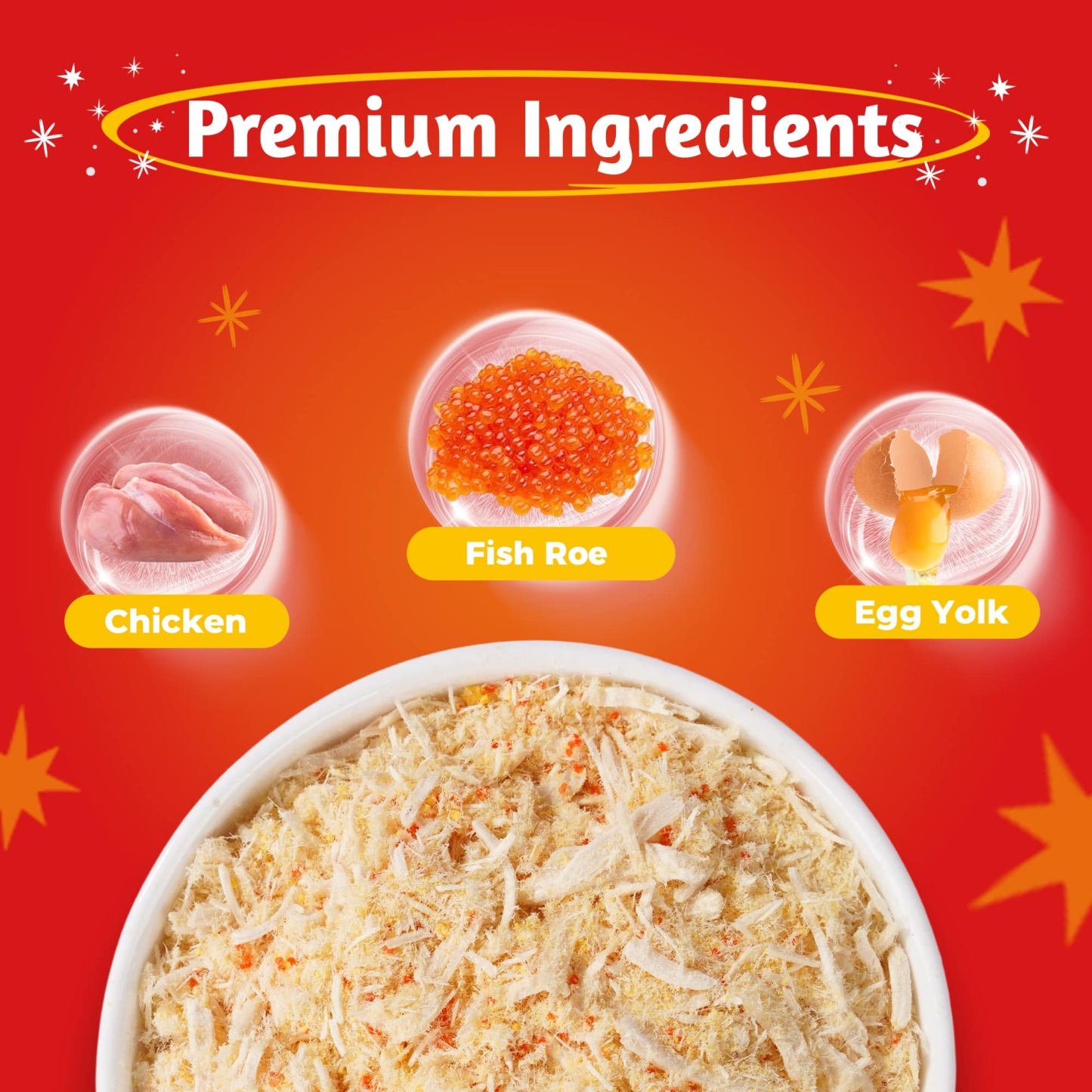 JUSTTRY Fish Roe Freeze-Dried Food Toppers – Chicken & Egg Yolk & Fish Roe, High-Protein for Dogs & Cats, Omega-3 Supports Skin & Coat Health, 8oz-CritterCorner