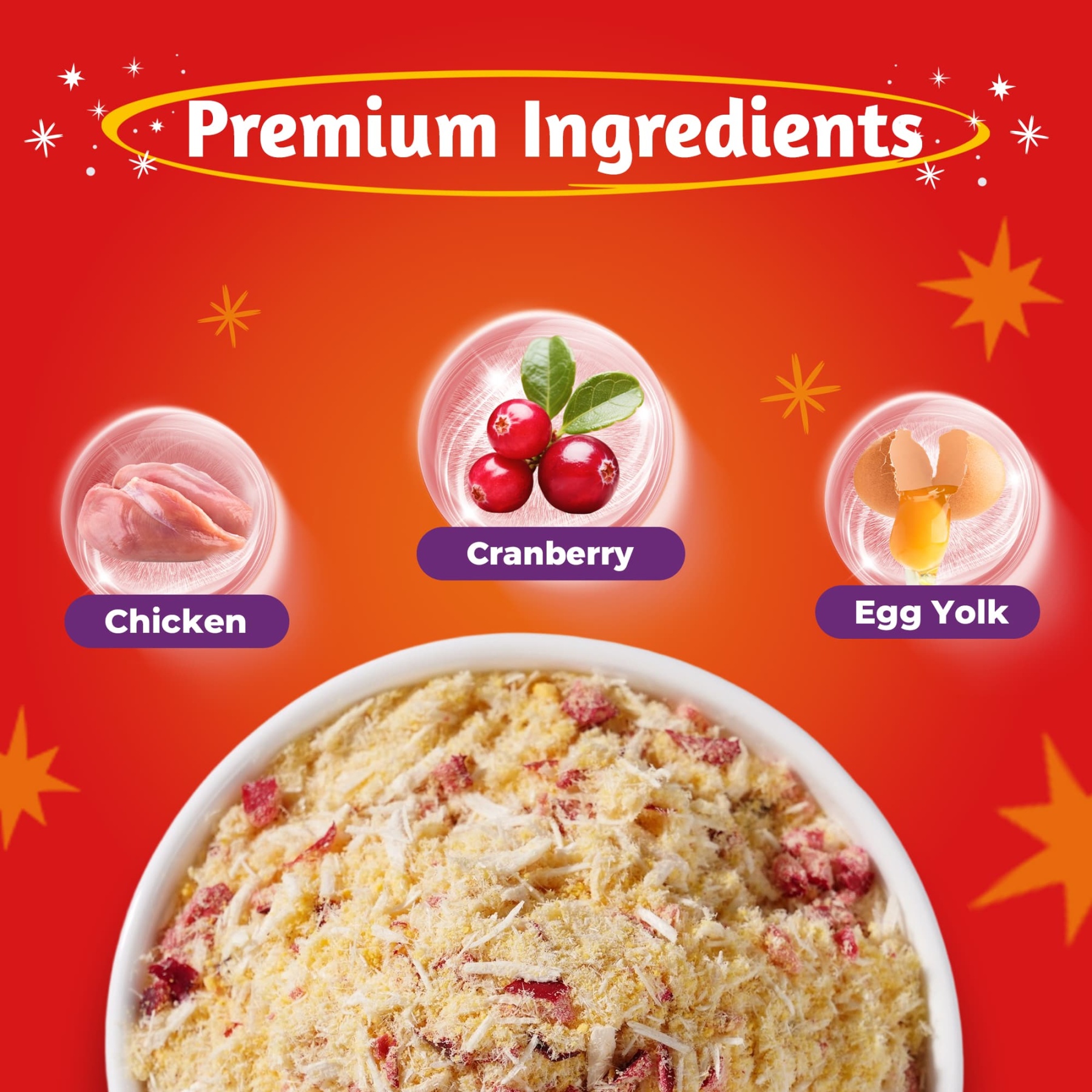 JUSTTRY Cranberry Freeze-Dried Food Toppers – Chicken,  Egg Yolk, Cranberry, High-Protein for Kidney Bladder UT Support For Dogs & Cats, 8oz-CritterCorner