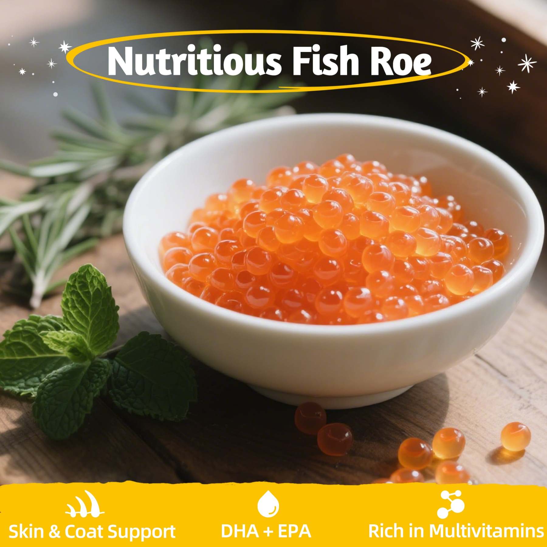 JUSTTRY Fish Roe Freeze-Dried Food Toppers – Chicken & Egg Yolk & Fish Roe, High-Protein for Dogs & Cats, Omega-3 Supports Skin & Coat Health, 8oz-CritterCorner