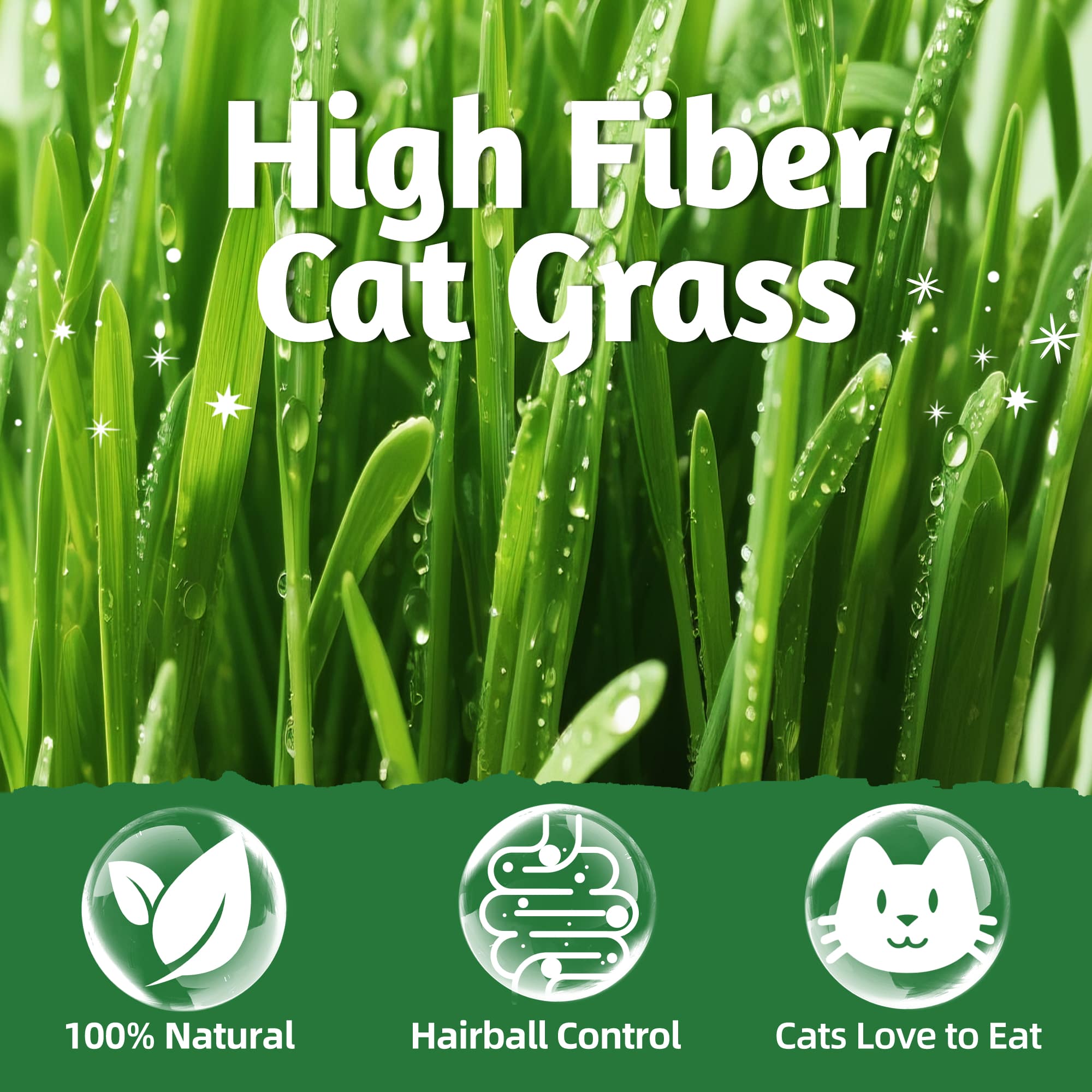 JUSTTRY Cat Grass Freeze-Dried Cat Food Toppers – Chicken, Egg Yolk & Cat Grass, Hairball Control & Dental Care, High Protein & Low Fat Cat Treats , 8oz-CritterCorner