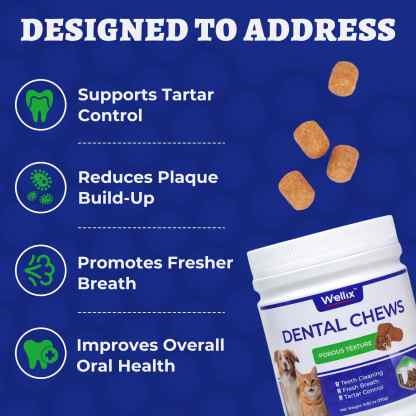Wellix Dental Treats for Cats and Small Dogs – 8.82oz Crunchy Teeth Cleaning Treats for Plaque Control & Fresh Breath