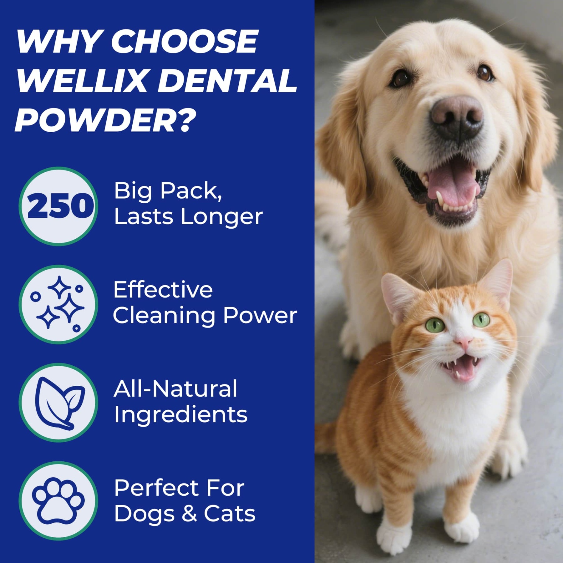 Wellix Dog & Cat Dental Powder – 8.82oz Teeth Cleaning Powder for Fresh Breath & Plaque Removal-CritterCorner