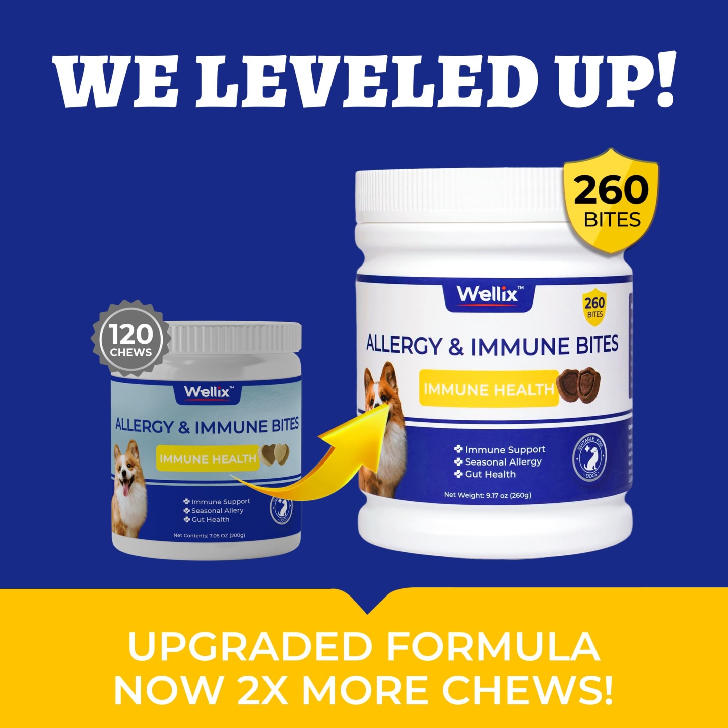 Wellix Dog Allergy & Immune Bites – 260 Counts Natural Ingredient Chews to Strengthen Immunity, Promote Shiny Coat, Relieve Itch & Redness-CritterCorner