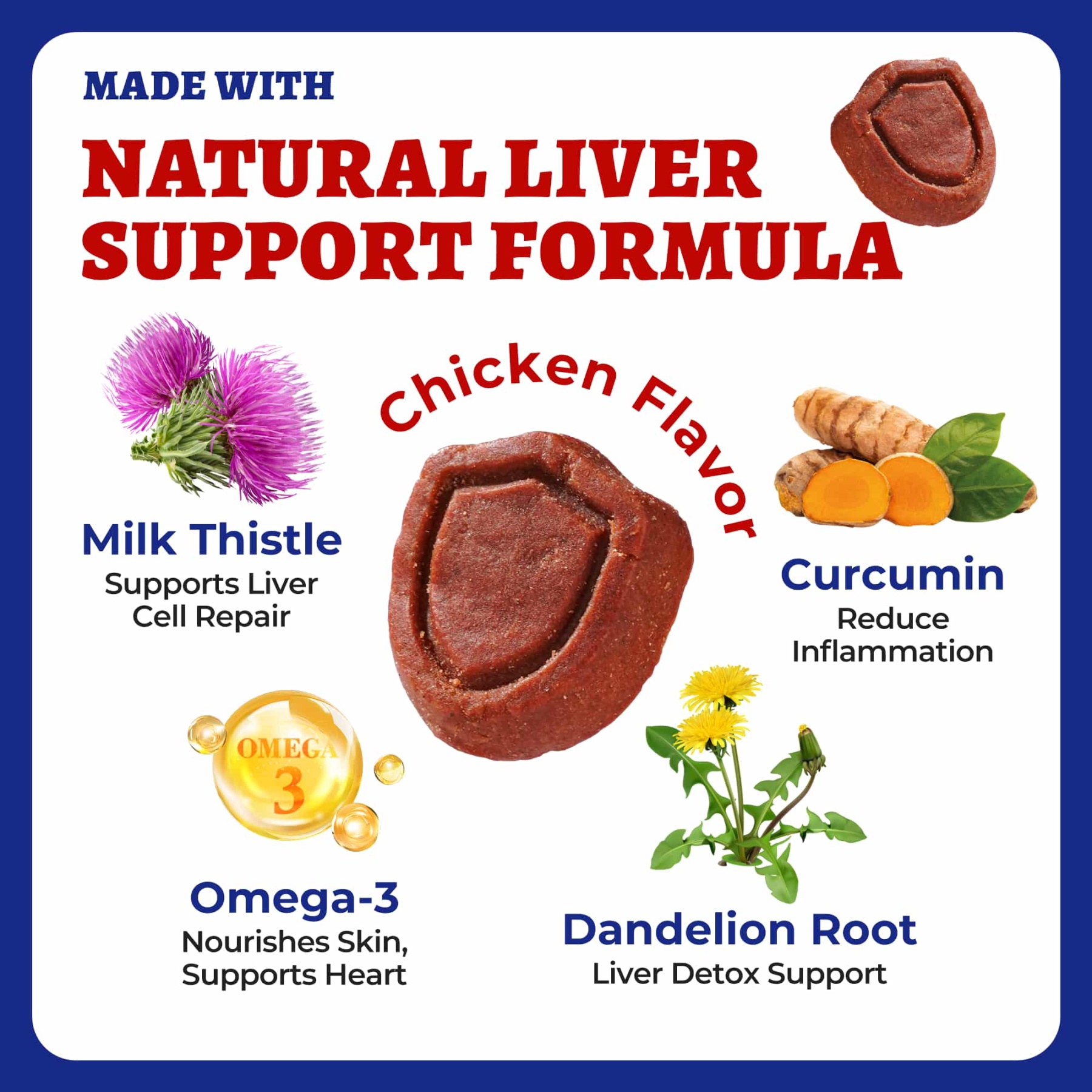 Wellix Liver Support for Dogs - Milk Thistle & Omega-3 Dog Supplement for Liver, Heart & Antioxidant Support - Chicken Flavor - 260 Bites-CritterCorner