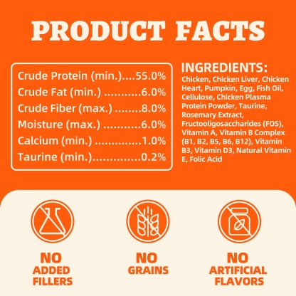 Wellix Chicken & Pumpkin Freeze-Dried Treats for Cats & Dogs – Grain-Free Crunchy Food Topper & Training Snacks, Supports Gut Health & Digestive System-CritterCorner