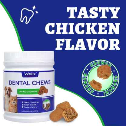 Wellix Dental Treats for Cats and Small Dogs – 8.82oz Crunchy Teeth Cleaning Treats for Plaque Control & Fresh Breath
