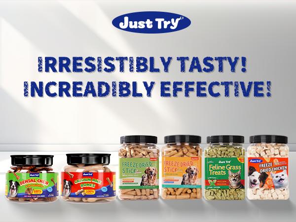 JUST TRY 13.4 OZ Cat Grass Treats Natural Salmon Flavor Healthy Cat Snacks Training Biscuits Catnip for Cats Dental and Hairball Control Treats