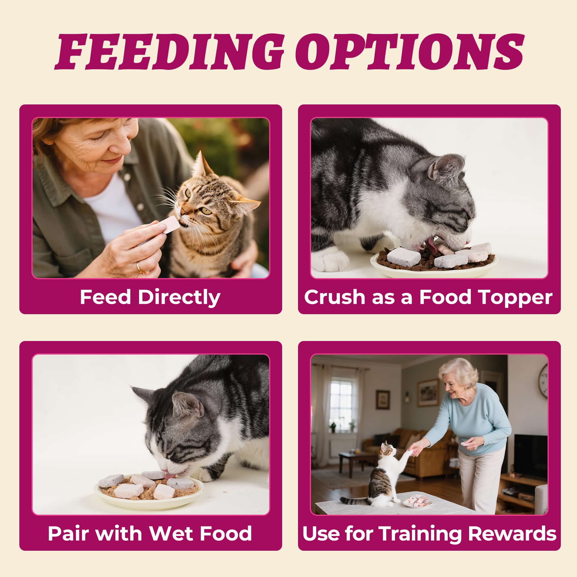 Wellix Freeze-Dried Probiotic Yogurt Cat Treats – 4.23oz (120g) Chicken & Berry Blend (Strawberry, Blueberry, Cranberry) for Immune, Eye & Urinary Health-CritterCorner