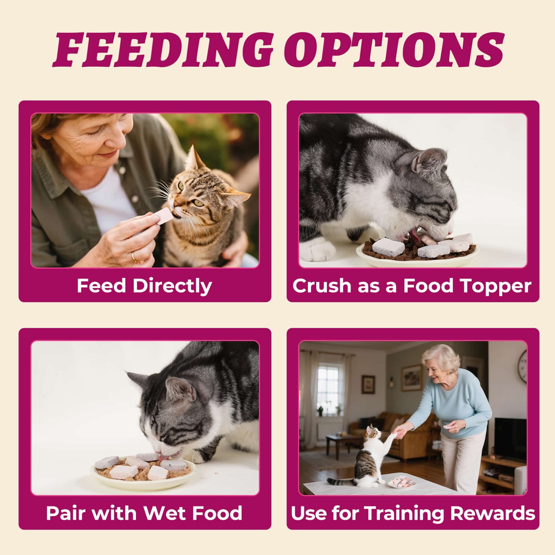 Wellix Freeze-Dried Probiotic Yogurt Cat Treats – 4.23oz (120g) Chicken & Berry Blend (Strawberry, Blueberry, Cranberry) for Immune, Eye & Urinary Health-CritterCorner