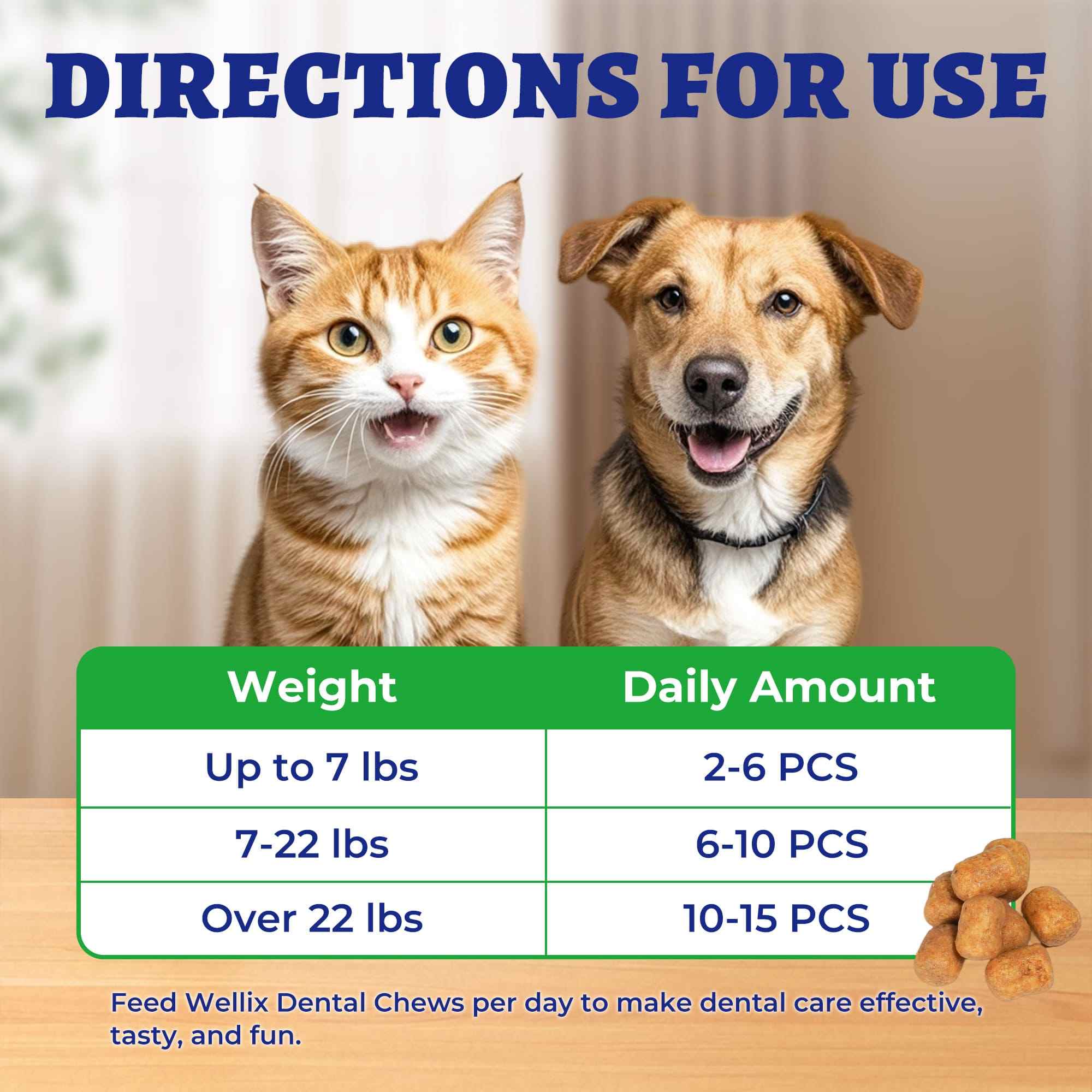 Wellix Dental Treats for Cats and Small Dogs – 8.82oz Crunchy Teeth Cleaning Treats for Plaque Control & Fresh Breath