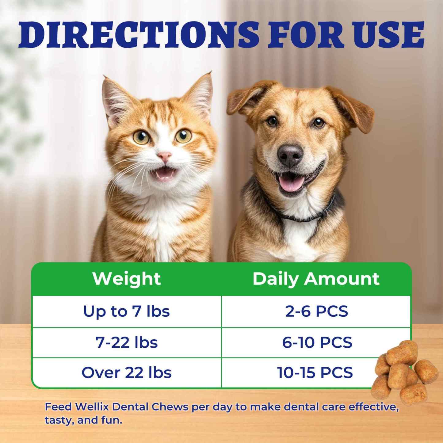 Wellix Dental Treats for Cats and Small Dogs – 8.82oz Crunchy Teeth Cleaning Treats for Plaque Control & Fresh Breath