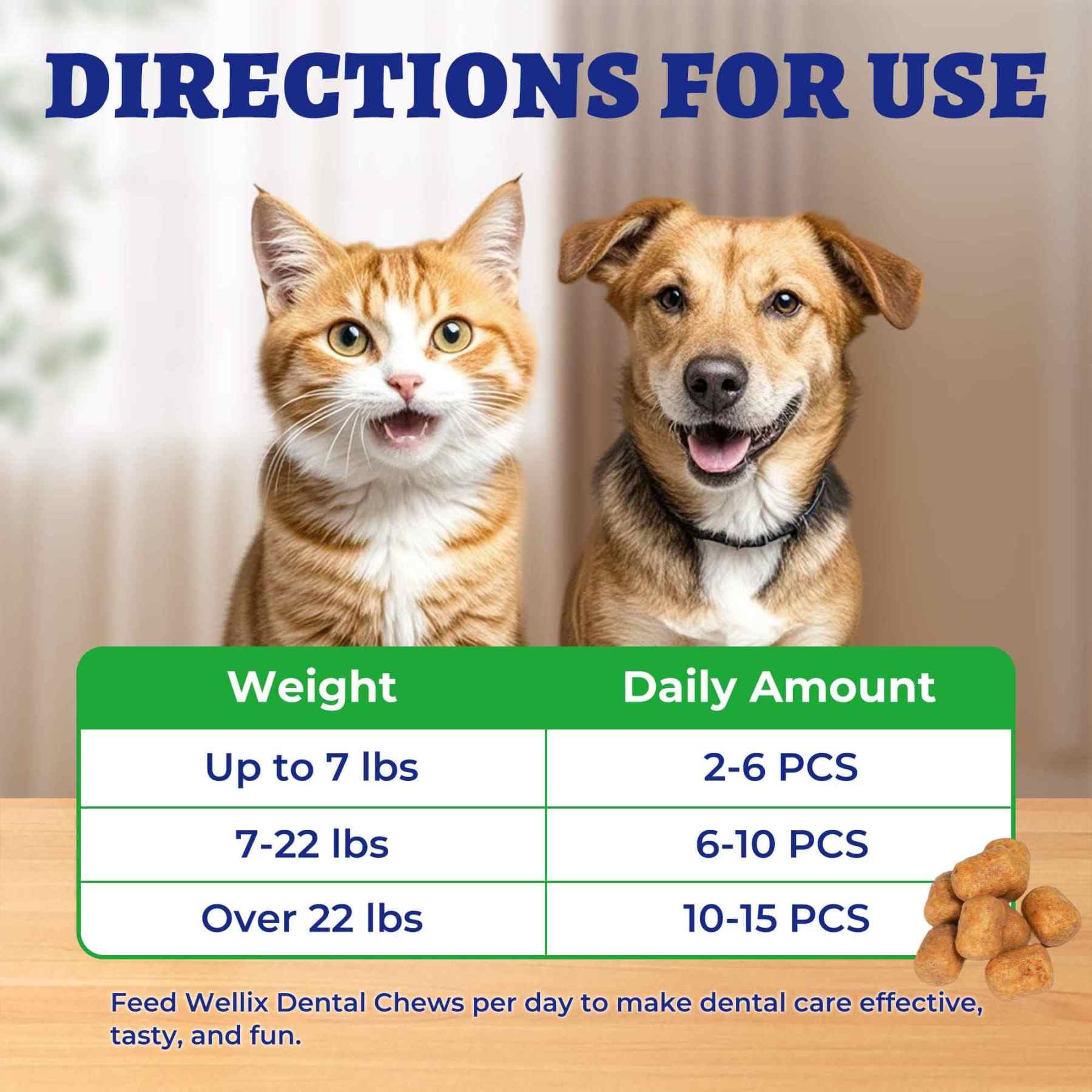 Wellix Dental Treats for Cats and Small Dogs – 8.82oz Crunchy Teeth Cleaning Treats for Plaque Control & Fresh Breath