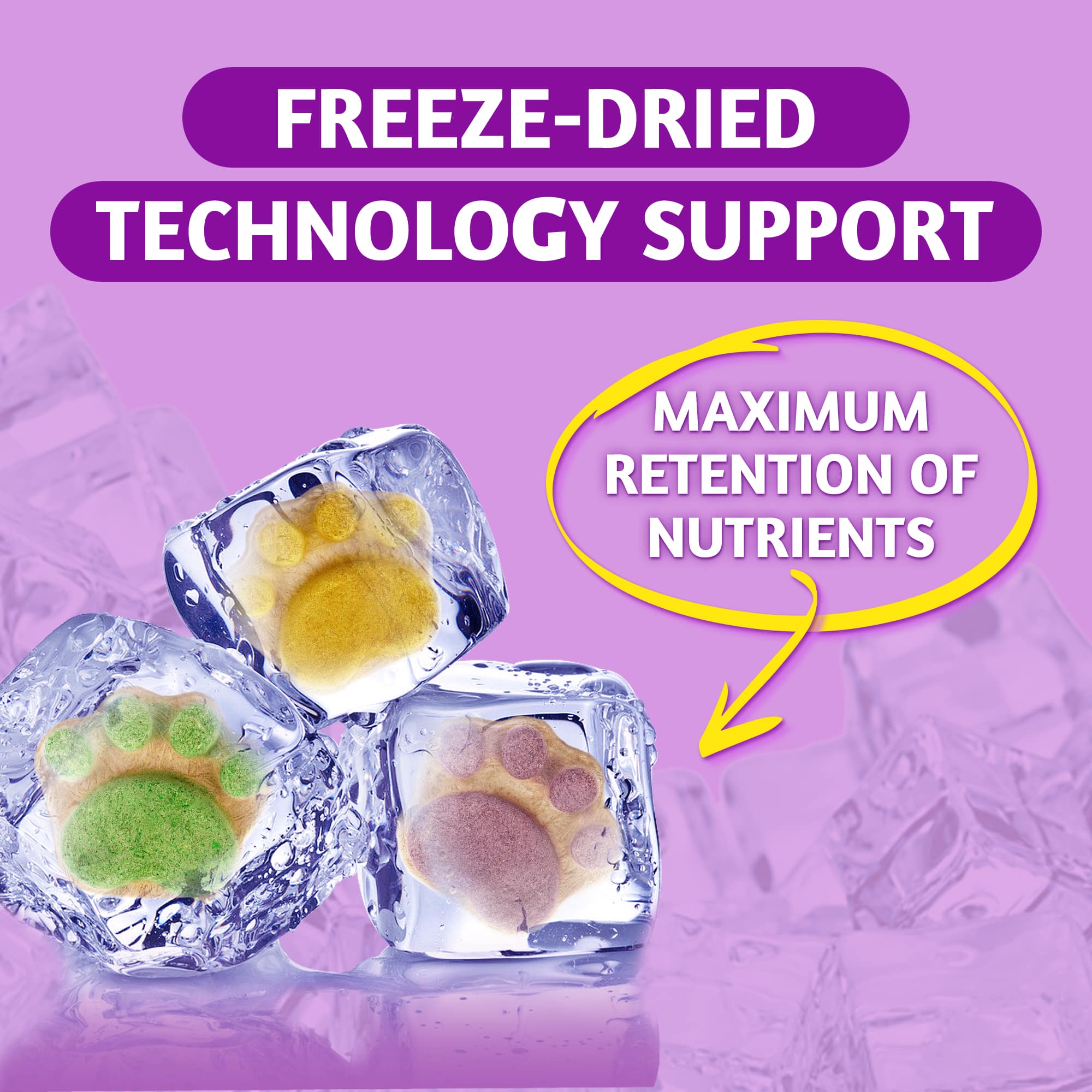 JUSTTRY Freeze-Dried Cat Paw Treats – Healthy Cat Treats with High-Protein Chicken & Pumpkin Spinach Purple Sweet Potato, Immunity & Gut Health, 6.35oz-CritterCorner