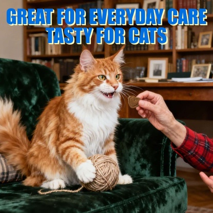 JUSTTRY 300 Bites Cat Skin & Coat Bites – Cat Omega-3 Salmon Oil for Healthy Skin, Itchy Skin Relief & Cat Shedding Control, 6.35oz, 300 Bites-CritterCorner