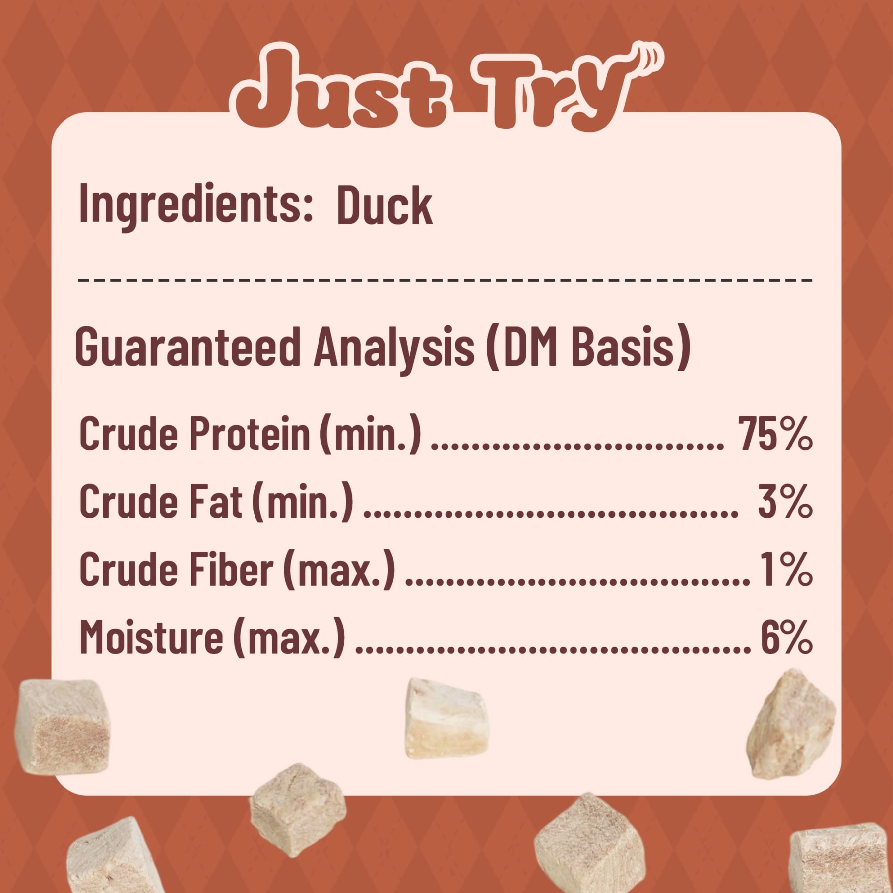JUSTTRY Freeze-Dried Duck Cubes – Single-Ingredient Grain-Free High-Protein Training Treats for Dogs & Cats, Supports Skin & Joint Health，6.35oz-CritterCorner