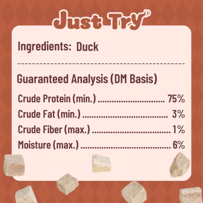 JUSTTRY Freeze-Dried Duck Cubes – Single-Ingredient Grain-Free High-Protein Training Treats for Dogs & Cats, Supports Skin & Joint Health，6.35oz-CritterCorner