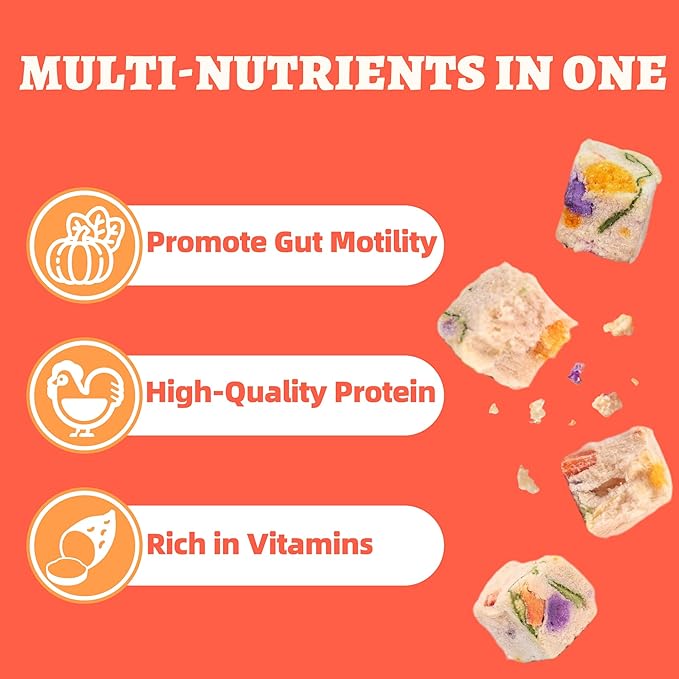 Wellix Freeze Dried Chicken&Vegetables Treats for Cats&Dogs - Healthy Freeze Dried Cat Treats Rich in Pumpkin,Cranberry,etc - High-Protein Food Topper for Gut Health 4.23oz